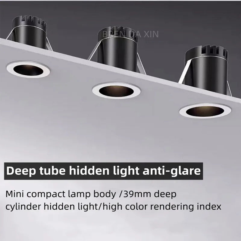 Dimmable Anti-glare Mini LED Downlight Spotlights 3W5W7W10W12W15W Recessed Ultra-thin COB Sky Flower Lamp Cabinet Home Lighting