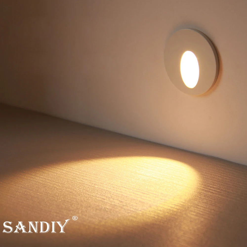 SANDIY Embedded Stair Light White Wall Sconce Lamp Motion Sensor Step Lighting Fixture Round Square Nightlights Indoor&Outdoor