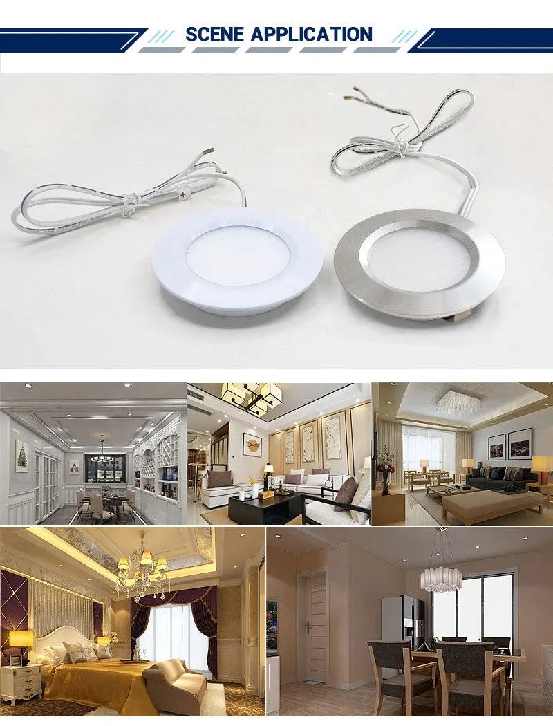 LED Spotlight Ultra-thin 14mm 3W 5W 7W 12V 2inch Recessed Ceiling Lamp D55mm House Hotel Living Room Mini Downlight