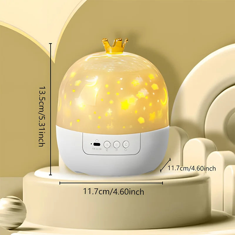 Crown Fantasy Star Sky Projection Night Light 15in1 Bedroom Ceiling Rotating Atmosphere Lamp Home Decoration Kids Birthday Gift