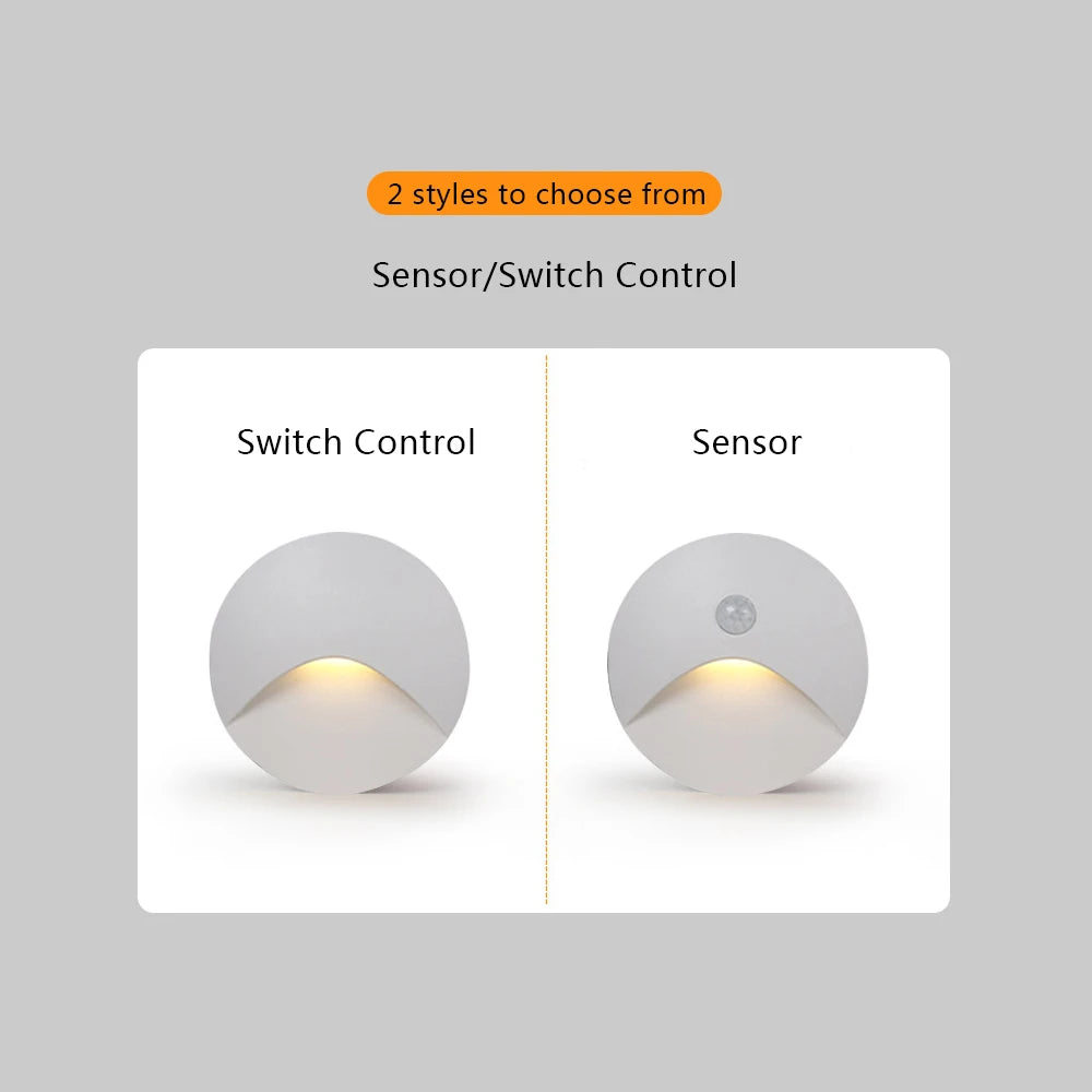 SANDIY Embedded Stair Light White Wall Sconce Lamp Motion Sensor Step Lighting Fixture Round Square Nightlights Indoor&Outdoor