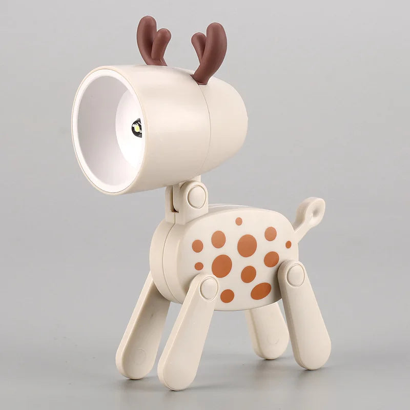 Mini Led Night Lights Folding Desk Lamp Cartoon Cute Pet Dog Deer Shape Nightlights Adjustable Kids Bedroom Bedside Decor Gift
