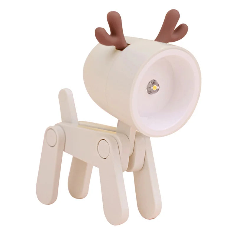 Mini Led Night Lights Folding Desk Lamp Cartoon Cute Pet Dog Deer Shape Nightlights Adjustable Kids Bedroom Bedside Decor Gift