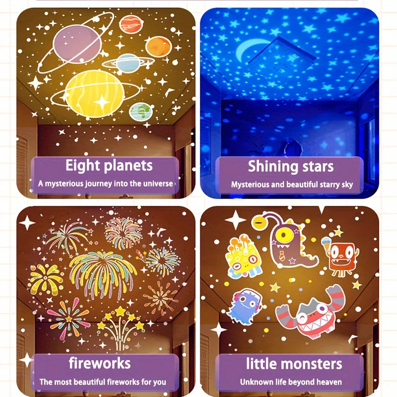 Crown Fantasy Star Sky Projection Night Light 15in1 Bedroom Ceiling Rotating Atmosphere Lamp Home Decoration Kids Birthday Gift