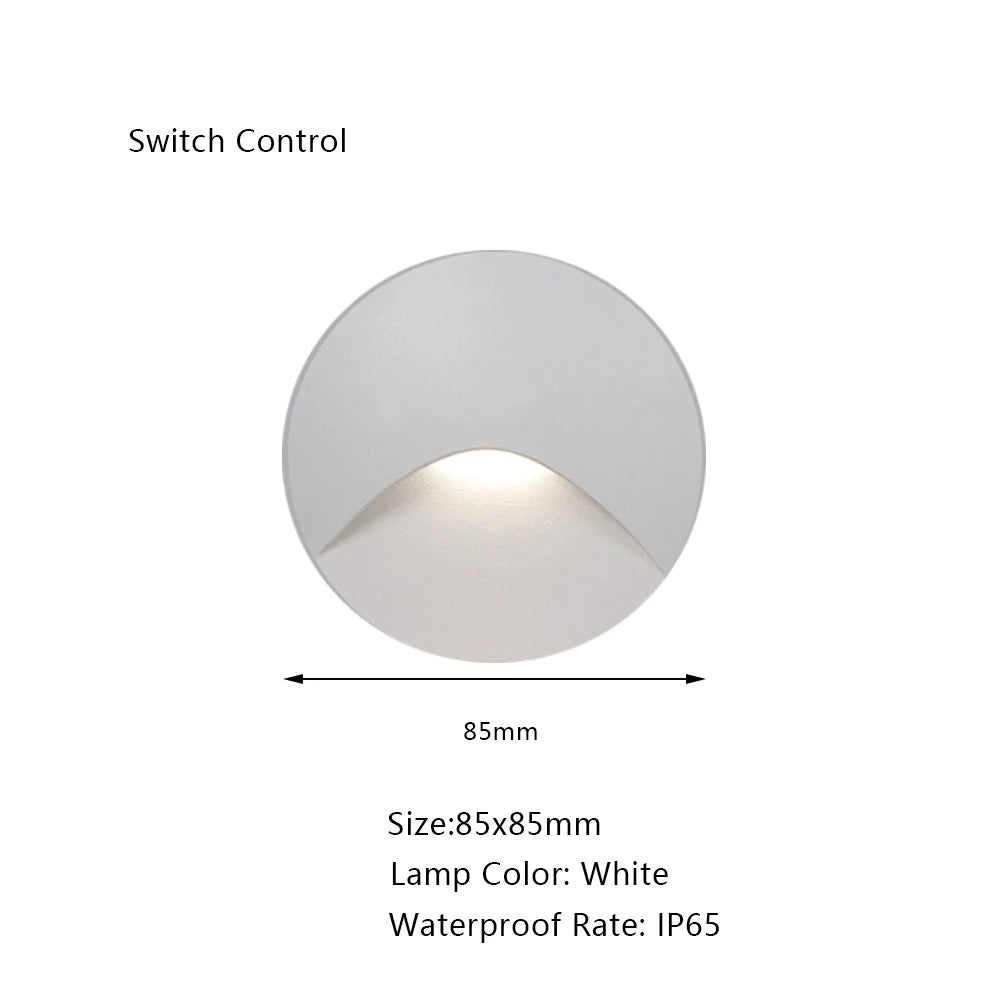 SANDIY Embedded Stair Light White Wall Sconce Lamp Motion Sensor Step Lighting Fixture Round Square Nightlights Indoor&Outdoor