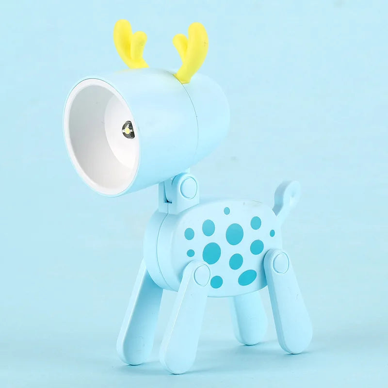 Mini Led Night Lights Folding Desk Lamp Cartoon Cute Pet Dog Deer Shape Nightlights Adjustable Kids Bedroom Bedside Decor Gift