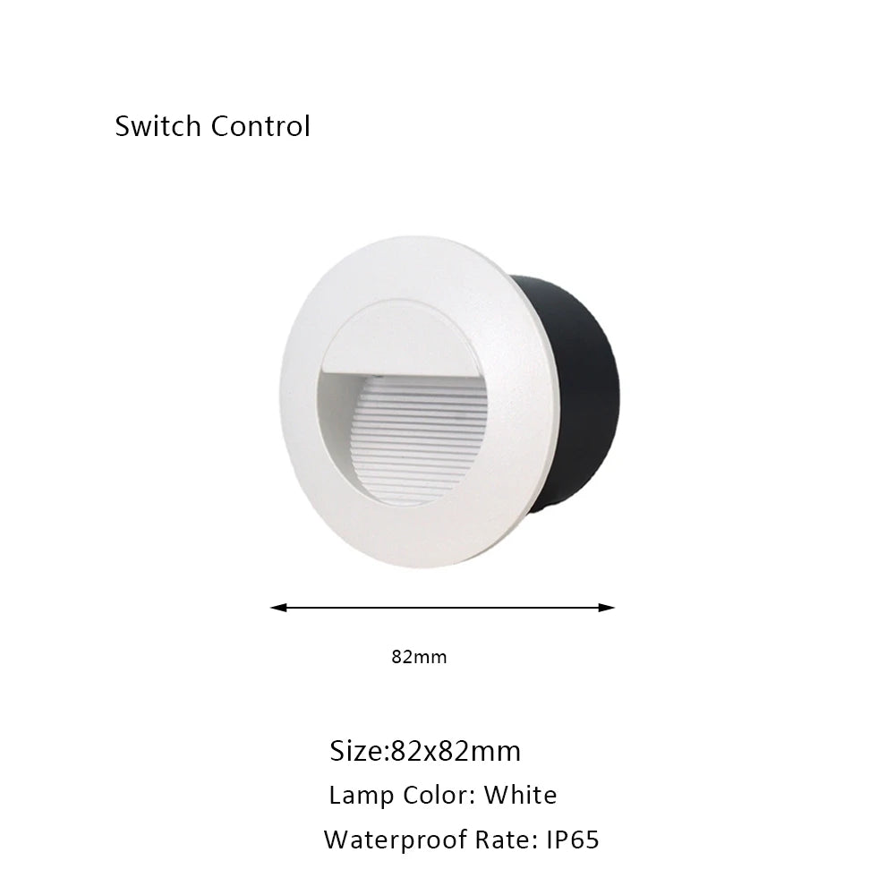 SANDIY Embedded Stair Light White Wall Sconce Lamp Motion Sensor Step Lighting Fixture Round Square Nightlights Indoor&Outdoor