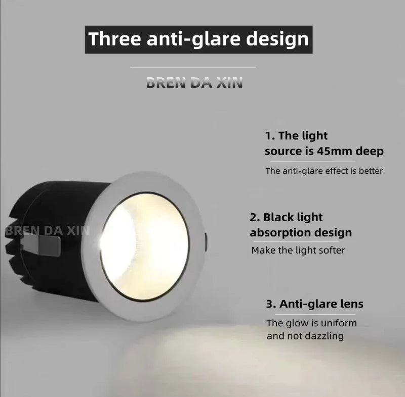 Dimmable Anti-glare Mini LED Downlight Spotlights 3W5W7W10W12W15W Recessed Ultra-thin COB Sky Flower Lamp Cabinet Home Lighting